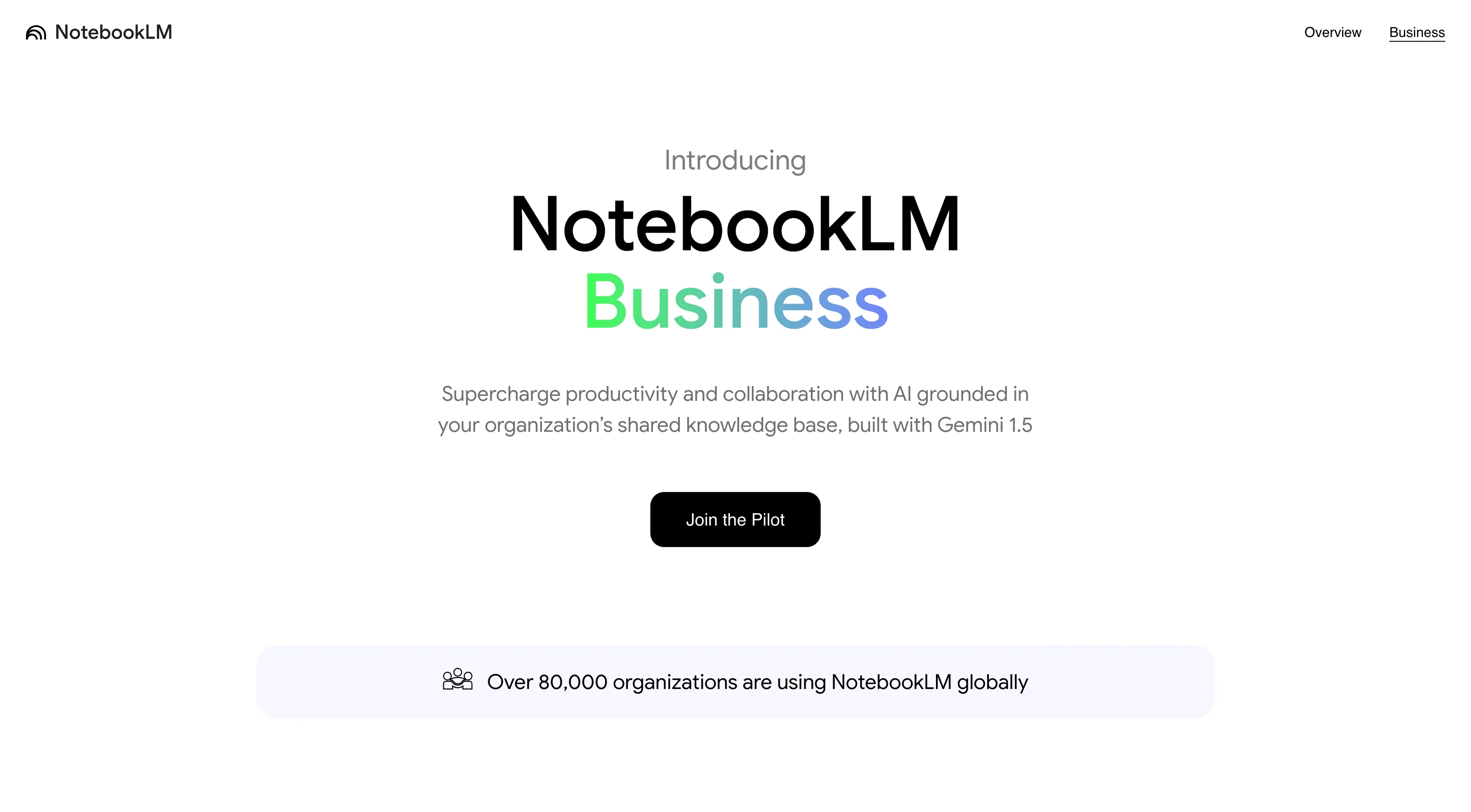 Programme pilote NotebookLM pour les entreprises