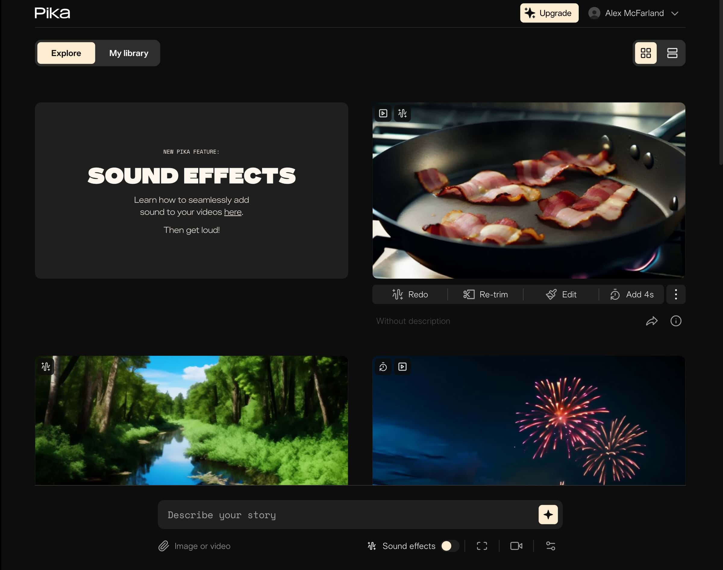 Text-to-video generation screen