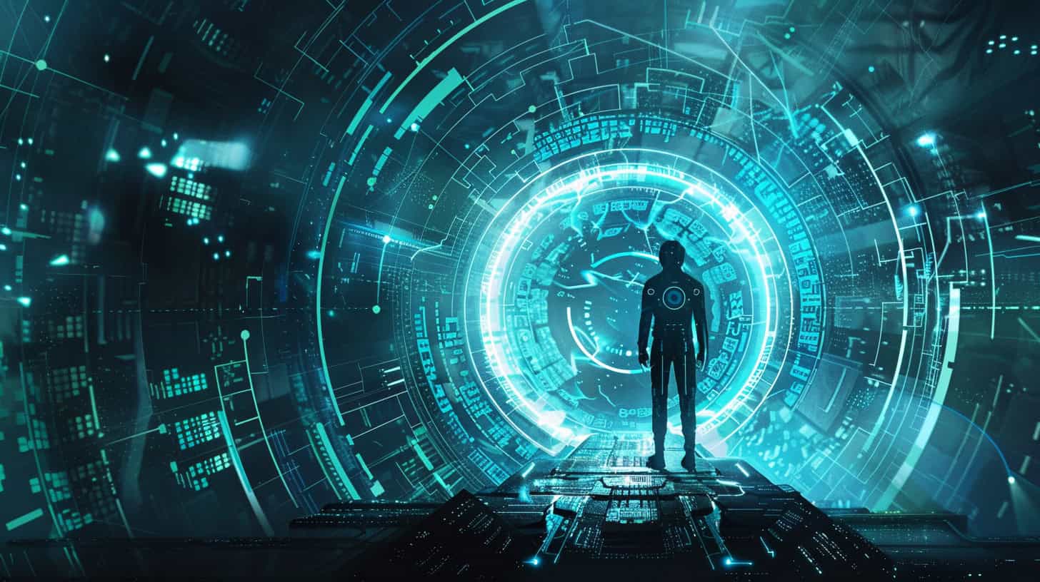 Man standing in front of portal