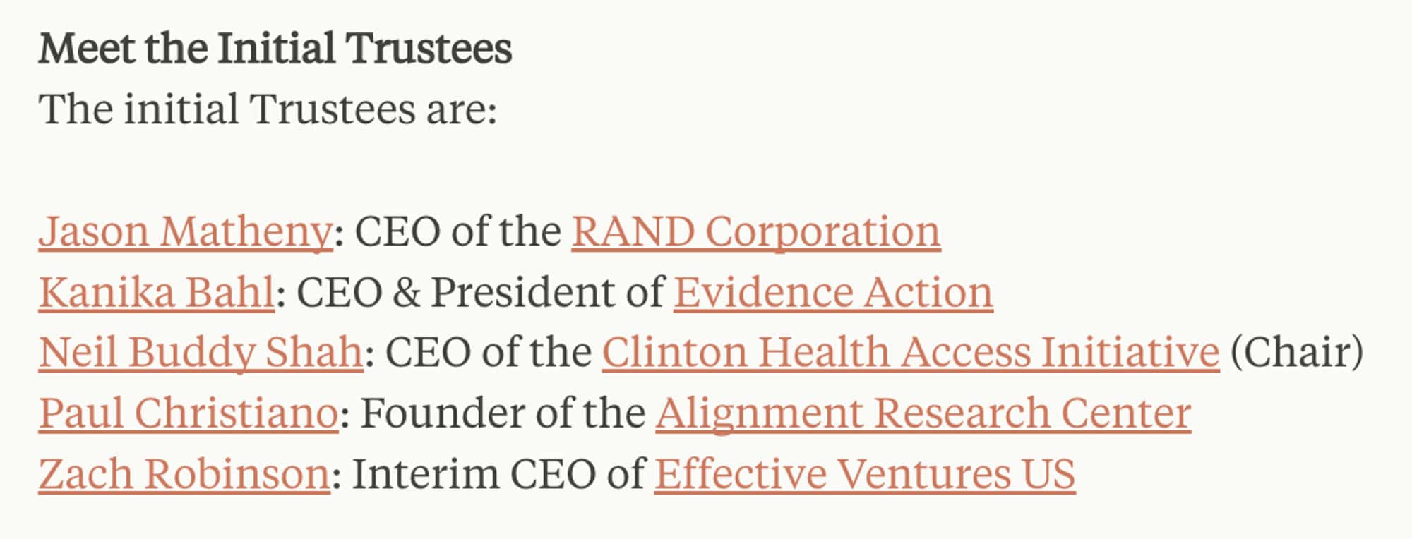 List of Anthropic initial Trustees