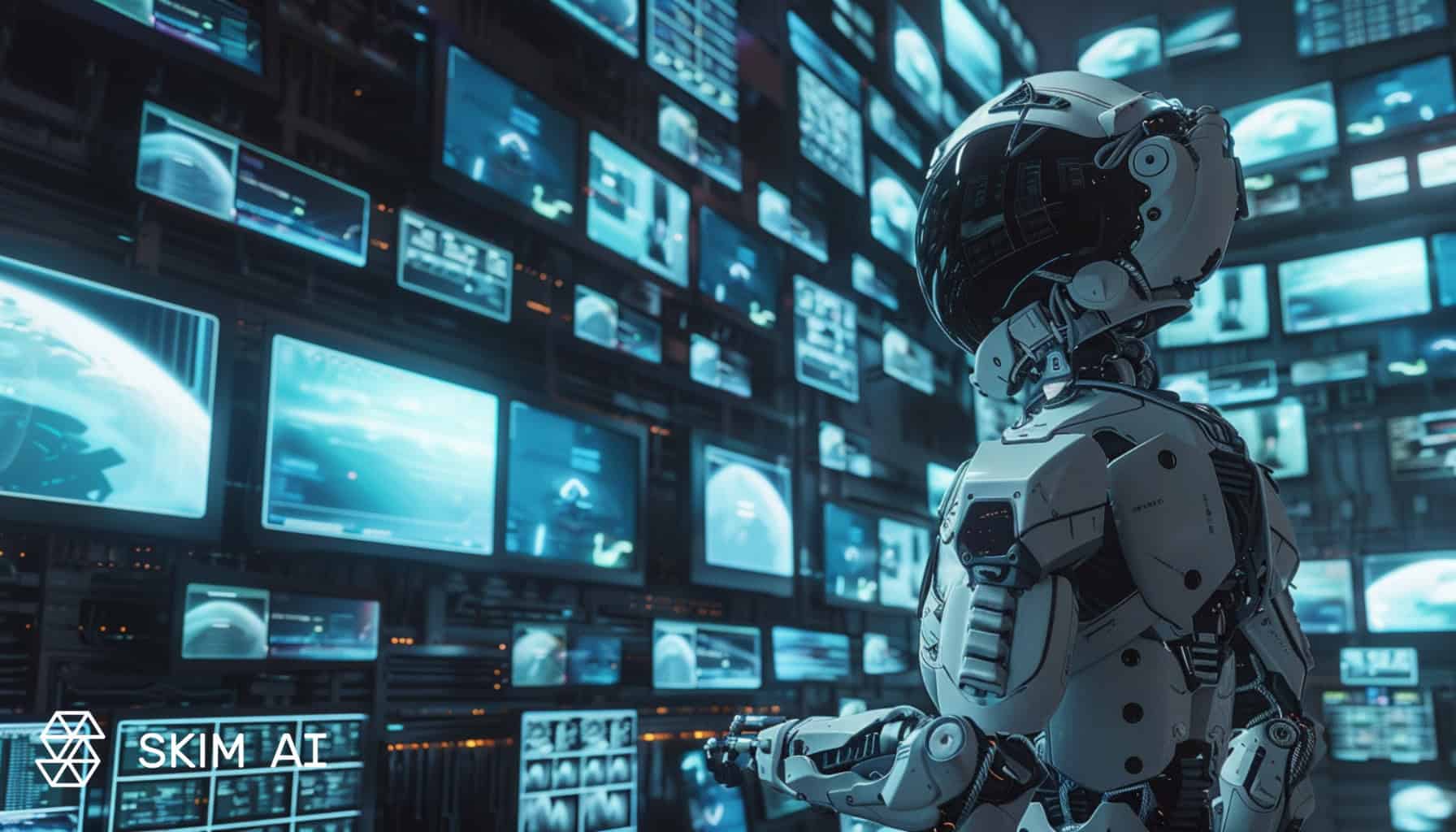 Robot looking at multiple screens
