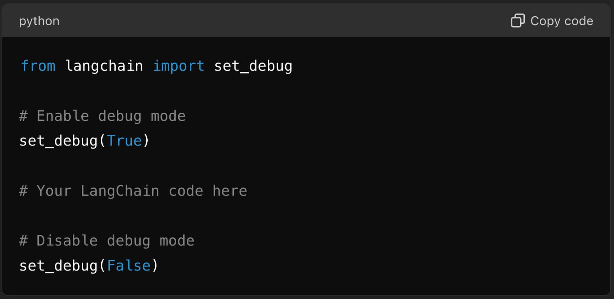 Exmaple code for Langchain debugging