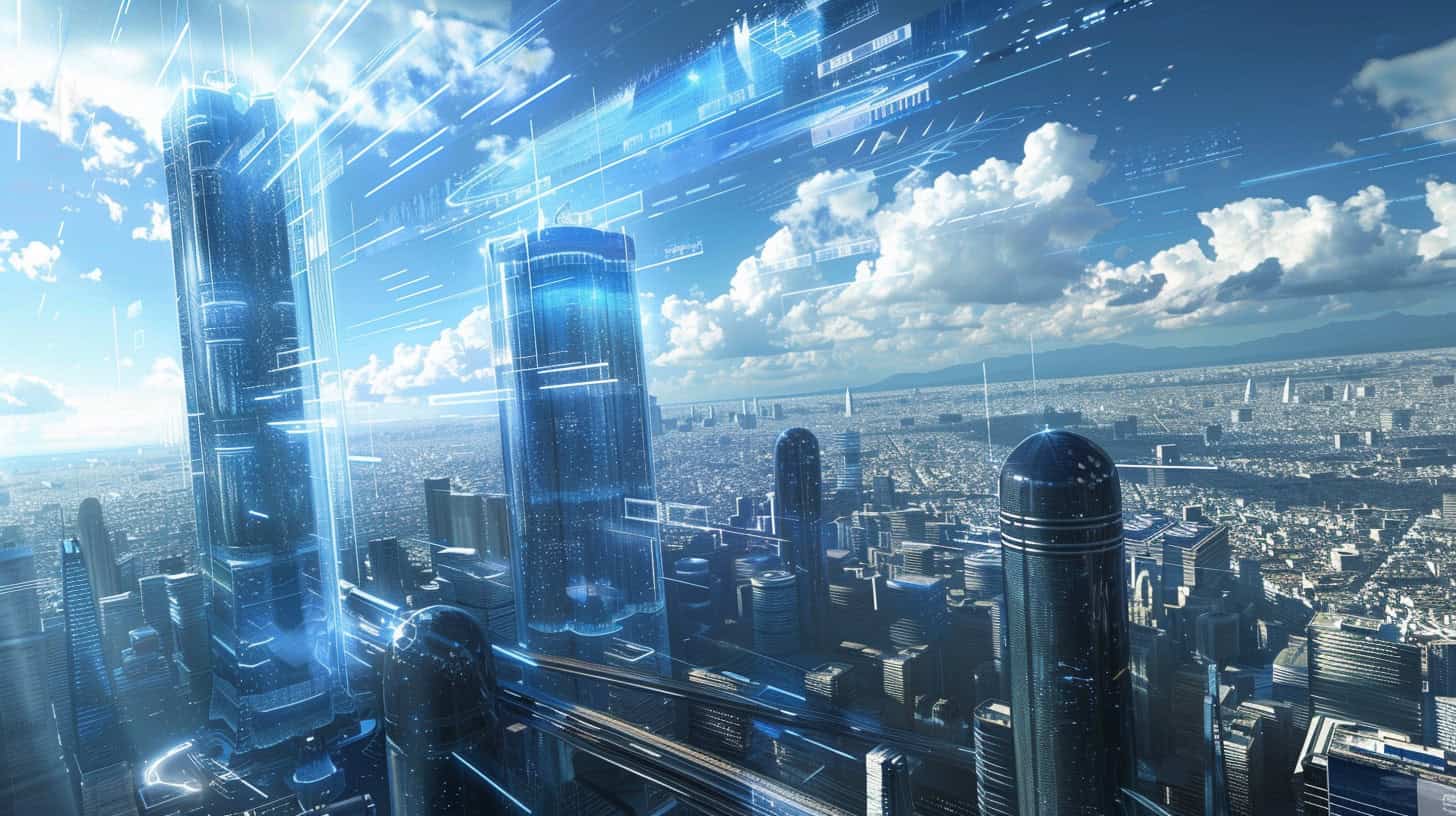 Futuristic skyscrapers in a city