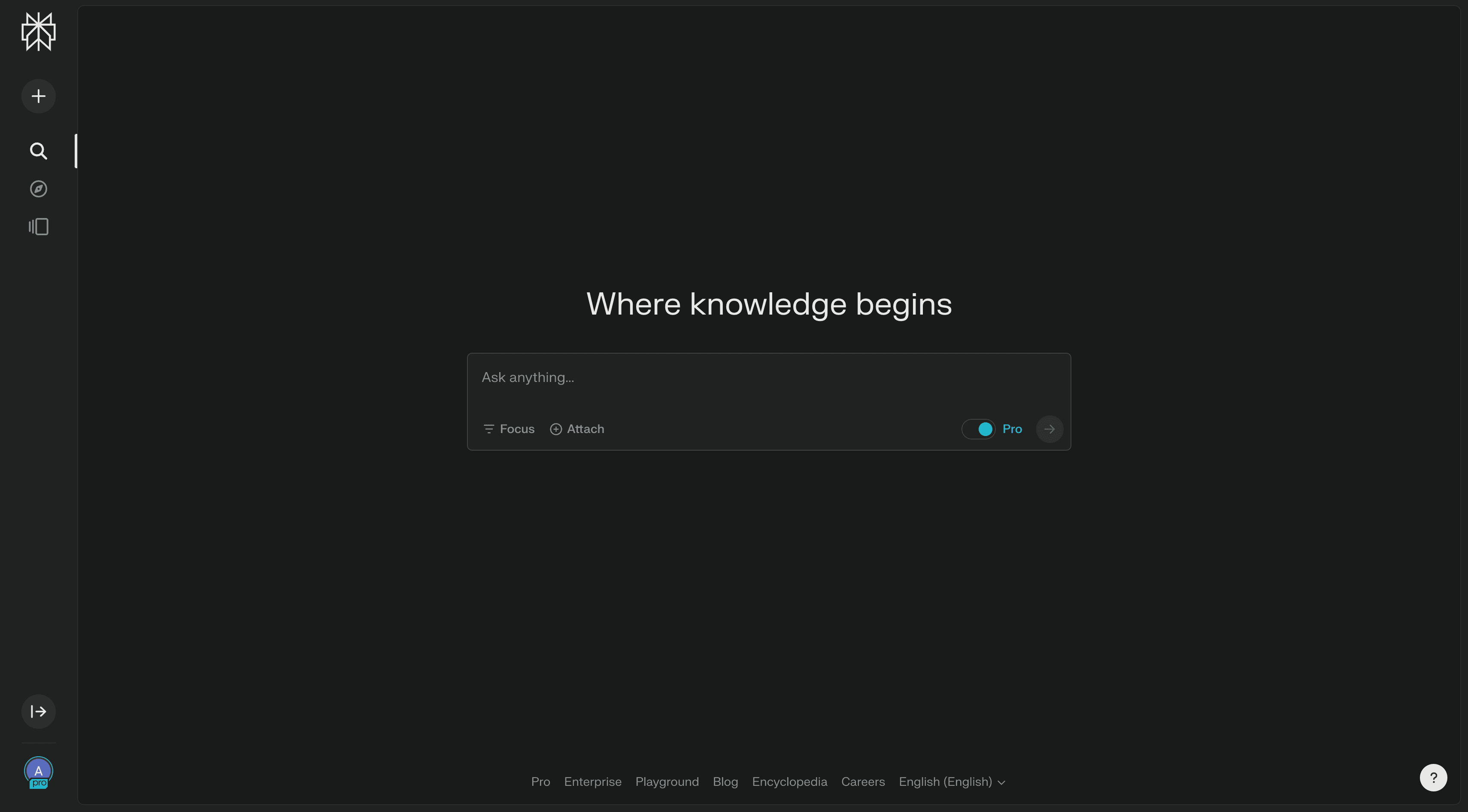 Perplexity AI home page