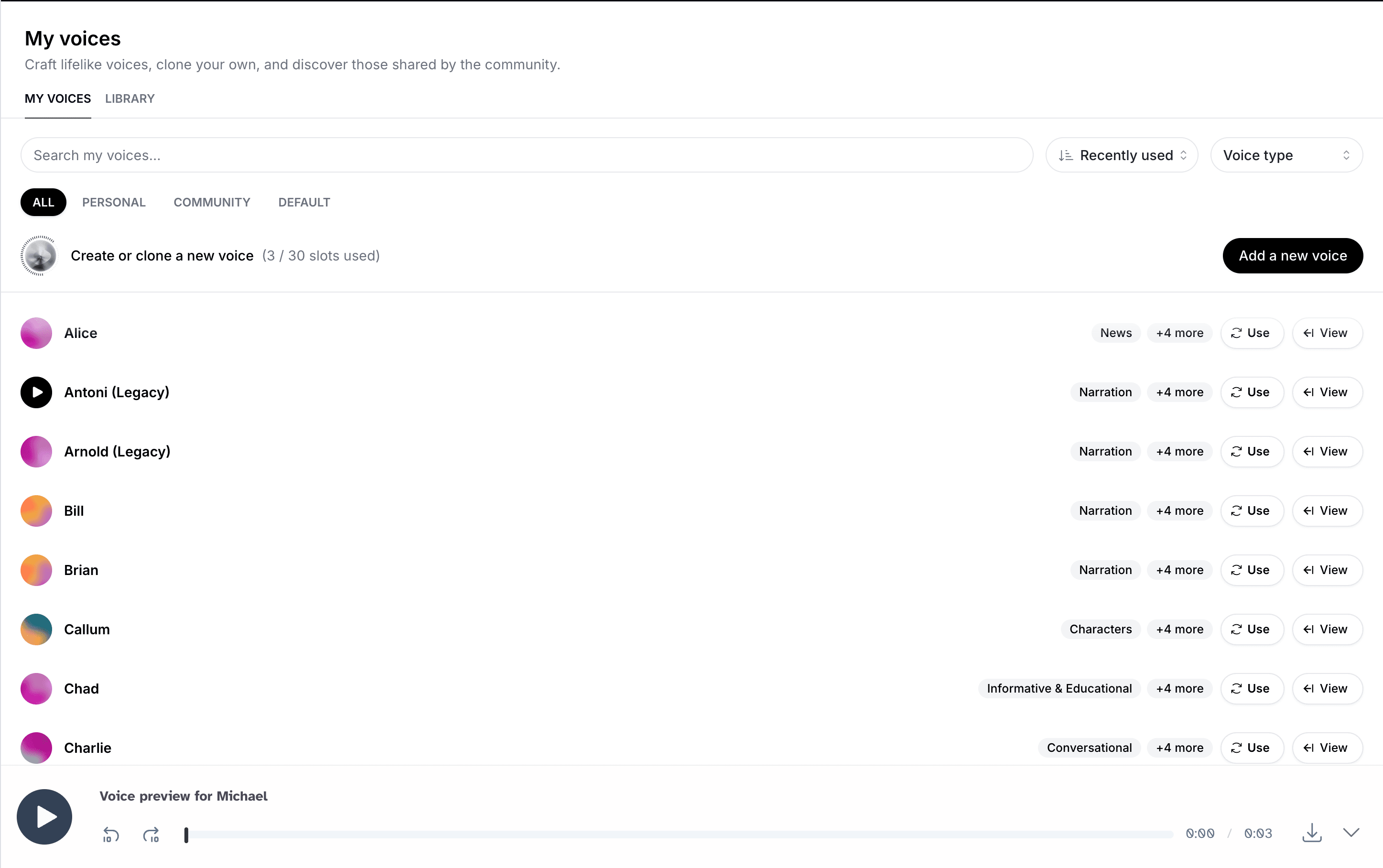 AI voice library