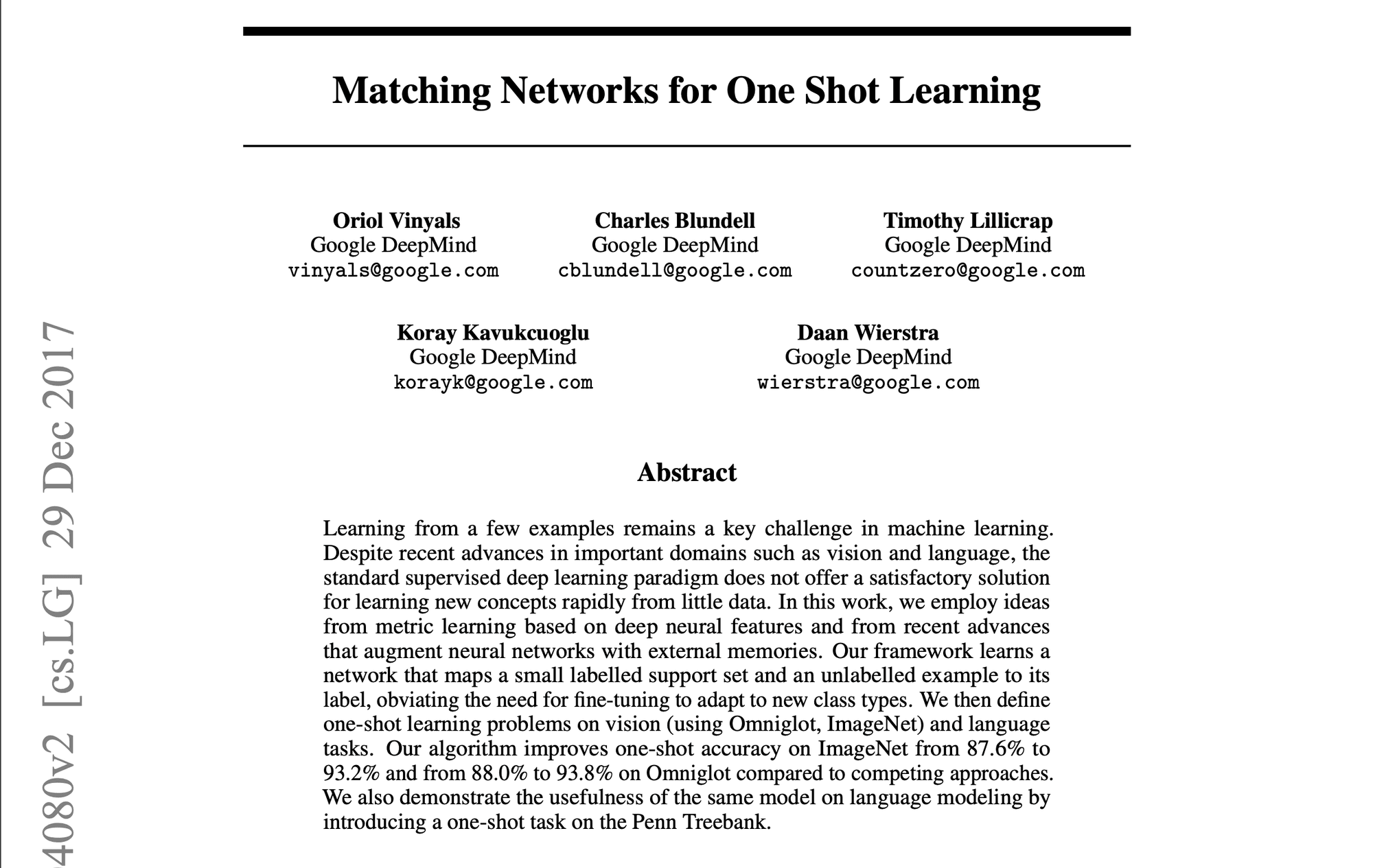 One Shot and Few Shot Learning