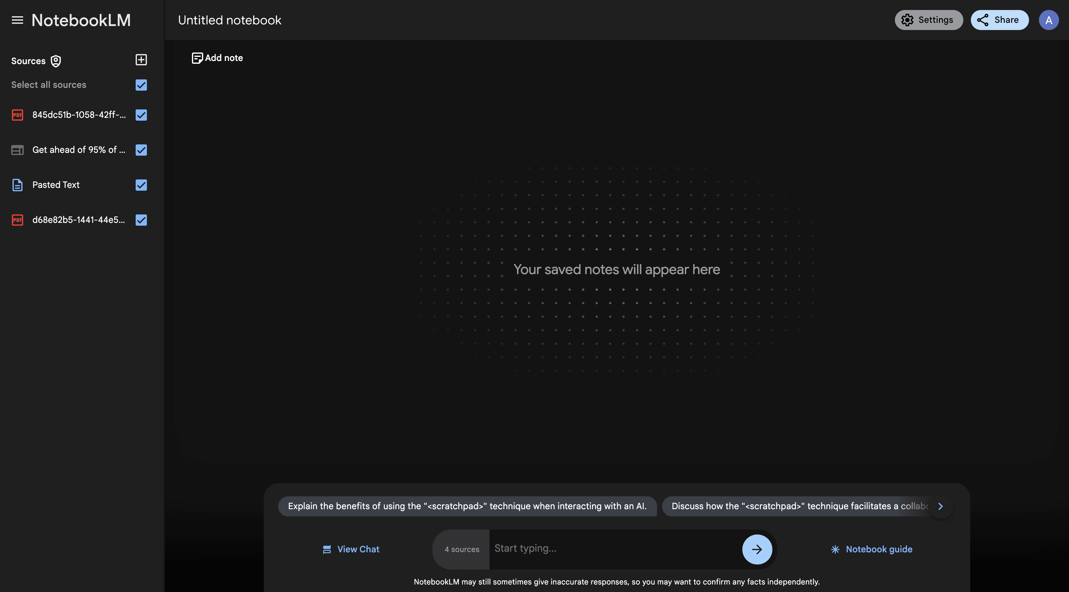NotebookLM workspace