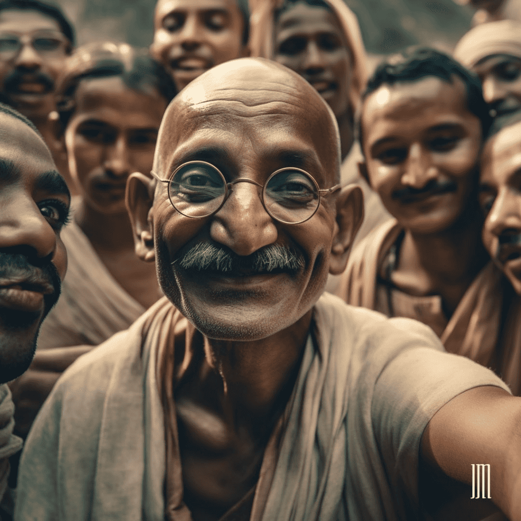 Immagine del Mahatma Gandhi generata dall'intelligenza artificiale