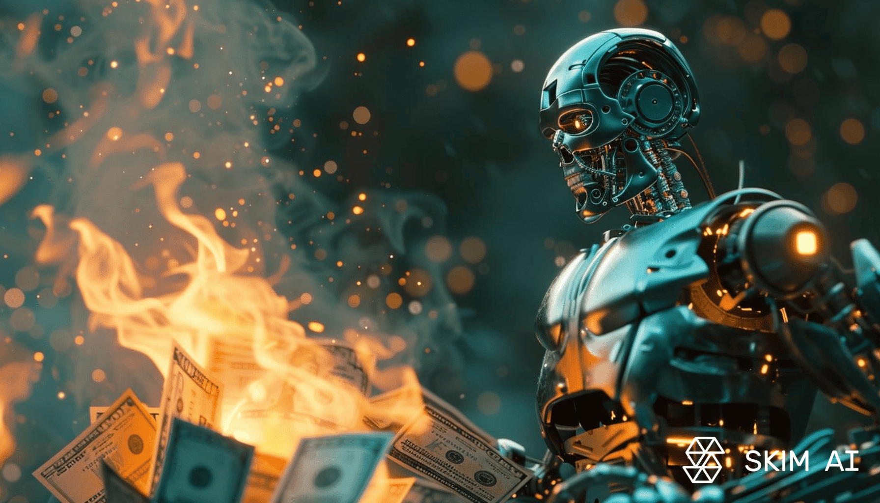 Robot burning money