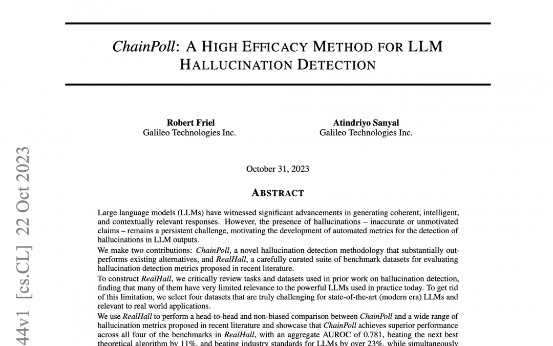 ai research paper breakdown for chainpoll a high efficacy method for llm hallucination detection